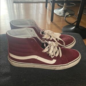 Vans Maroon High-Tops with White Accents